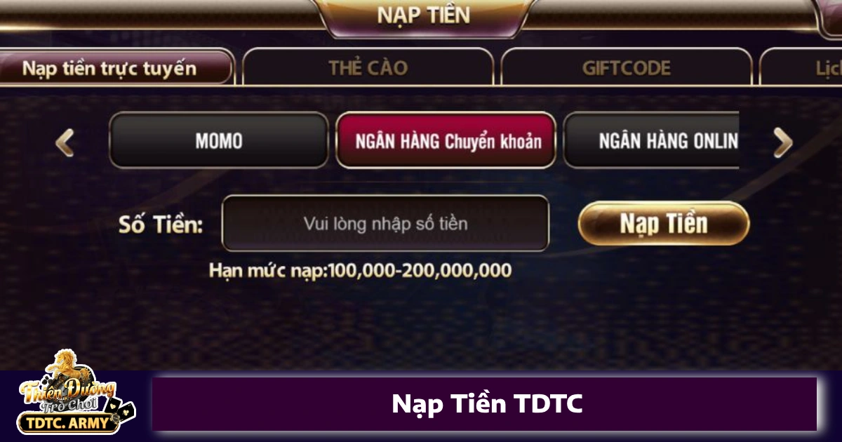 Nạp Tiền TDTC – Hướng Dẫn Nạp Tiền An Toàn & Nhanh Chóng 3 Những Điều Cần Biết Khi Nạp Tiền TDTC